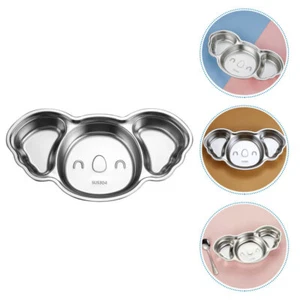 Assiette divisée dessin animé plat pour tout-petits plateau d'alimentation pour bébé en acier inoxydable nourriture - Photo 1/12