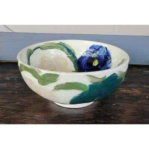 Vintage Polish Pottery Bowl with Flowers - Picture 1 of 8