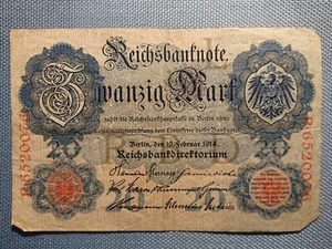 Billete antiguo Reichsbank billete veinte 20 marcos Berlín 19 de febrero de 1914 P6520076 - Imagen 1 de 2