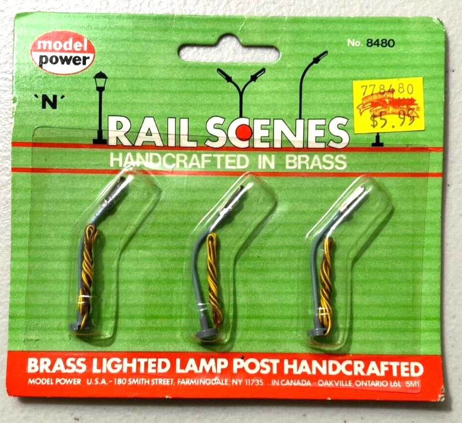Model Power Rail Scenes N Scale Handcrafted Brass Lighted Lamp Post #8480 NIP - Image 1 of 1