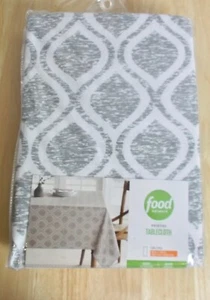 FOOD NETWORK PRINTED TABLECLOTH - GRAY GEOMETRIC - OBLONG 60" X 102" - NEW - Picture 1 of 5