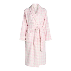 Joyspun Women's Plush Robe, Size 3X PINK/WHITE PATTERN NWT - Picture 1 of 2