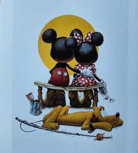 DISNEYLAND PARK GALLERY MICKEY MINNIE MOUSE SUNSET PLUTO COLOR DISNEY ART PRINT - Picture 1 of 7