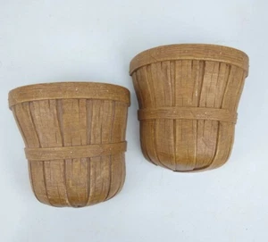 Vintage Boho Weaved Basket Plastic Wall Pocket Hangings Sconce Vase Cottagecore - Picture 1 of 5