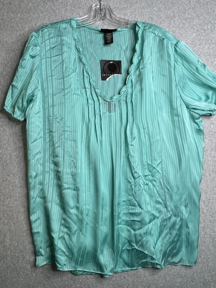 Apostrophe Top XL Azul Teal Chaqueta Transparente con Tanque Ligero Nuevo con Etiquetas Blusa 2 Unidades Foto 1 de 4