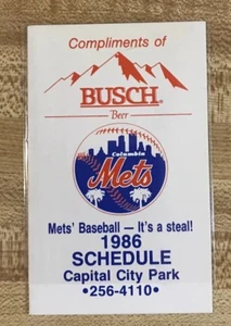 1986 Columbia Mets Baseball Schedule - Picture 1 of 2