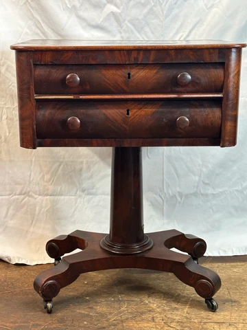 1830s flame mahogany empire sewing stand work table antique clean solid Cover