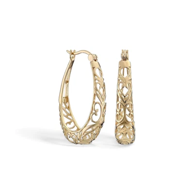 Gold Plated Hoop Dangle Earrings Fashion Jewelry For Women 18mm Medium Size - Image 1 of 4