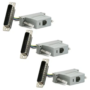 3x DB25/RJ12 DB-25 Male Parallel Connector Modular Adapter RJ-12 6P6C Extender - Picture 1 of 2