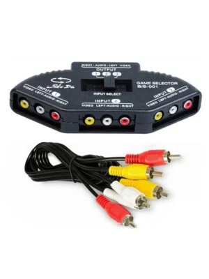 Fosmon 3 Port AV Composite RCA Selector Box Switch Splitter w/ Cable Cord Plug - - Image 1 of 4