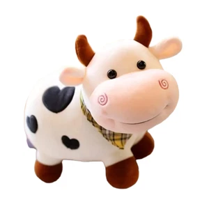 11" Brown & White Plush Cow - New - Picture 1 of 2