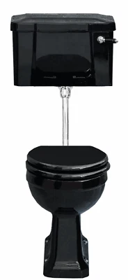 TRTC Art Deco Gloss Black Low Level Toilet Traditional Victorian Edwardian - Image 1 of 4