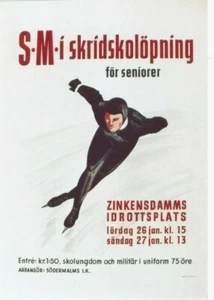 Póster Original Vintage ICE SPEED SKATING SC 1946 SUECIA - Imagen 1 de 1
