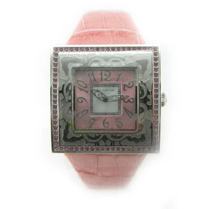 Paris Hilton Watches Women's Watch Steel Case Stones Pink Leather Strap - Picture 1 of 1