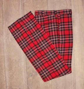 Herren Vintage 19570er Jahre neu aus altem Lagerbestand rot & grün karierte Hose 34x41,5 70s Wollhose - Bild 1 von 8