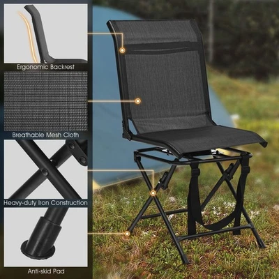 360° Silent Swivel Folding Hunting Chair - All-Weather Outdoor Use - Image 1 of 4