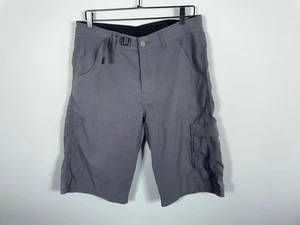 prAna Cargo Shorts Men's Medium (33 x 12) Dark Gray Lightweight Nylon Belted - Picture 1 of 13