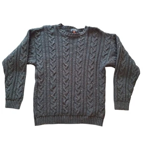 Vintage Chaps Ralph Lauren Medium Sweater  Men Green Cable Knit Heavyweight - Picture 1 of 9