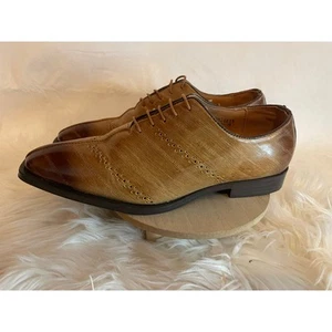 Men's Size 9 Antonio Cerrelli Elite Dress Shoes Oxford GUC Brown Taupe - Picture 1 of 8