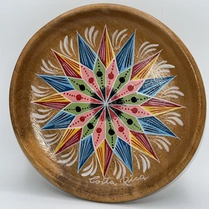 Costa Rica Bright Color Painted Plate Wooden Colorful Wood Native Art Souvenier - Picture 1 of 9