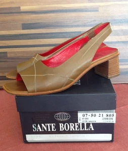 SANTE BORELLA BRAUN LEDER PEPTOE SLINGBACK ABSÄTZE DAMEN Größe 36 ½ - Bild 1 von 12