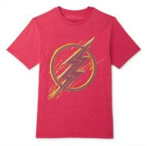 DC Comics Boys Size M The Flash Distorted Emblem Graphic Short Sleeve T-Shirt - Picture 1 of 5