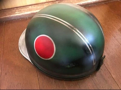 Cork Half Helmet Zero Fighter Green Distressed Paint Bosozoku Retro Style - Image 1 of 4
