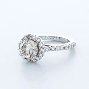 2.3CT LAB-CREATED DIAMOND D/VVS2 ROUND CUT 14K WHITE GOLD PRONG HALO ACCENT RING - Picture 1 of 3
