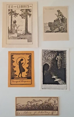 Exlibri Konvolut um 1900 (5 Stück) - Bild 1 von 4