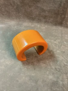 1930s Art Deco “C” Thick wide Cuff Style Carmel Bakelite Bracelet No Bangle - Picture 1 of 5