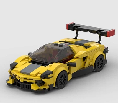 Coche de ladrillo de construcción Lego Chevy Corvette C8 C8R amarillo 311 piezas personalizado sin usar, en caja Foto 1 de 4