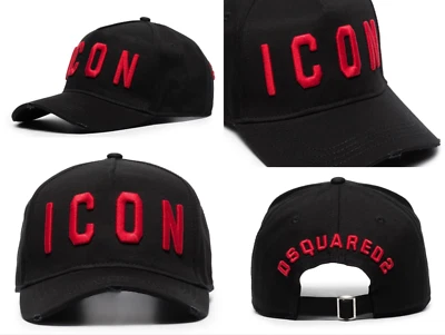Gorra de béisbol Dsquared2 Icon gorra gorra gorra de béisbol sombrero de culto cabaña negra roja nueva con etiquetas Foto 1 de 4