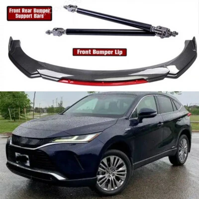 Carbon Style Red Front Bumper Lip Spoiler Splitter + Strut Rods For Toyota Venza Foto 1 de 4