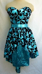 VTG 80s..CONTEMPO..VELVET & TURQUOISE METALLIC..SEXY..PARTY..DRESS..sz XS - Picture 1 of 9