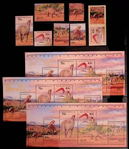 AUSTRALIA Sc 1342-49 NH SET+3S/S W (2 W/DIFF OVERPRINTS) OF 1993 - DINOSAURS - Picture 1 of 1