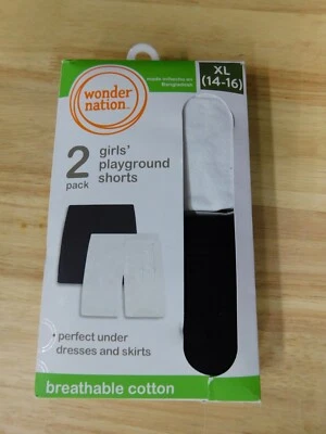 Wonder Nation Girls Playground Panties, 2-Pack-Black/White-XL (14-16)-NWT - Image 1 of 3