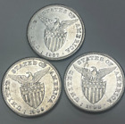 3 United States Philippines One Peso Silver Coin 1907s 1908s 1909s 80% #Ap40