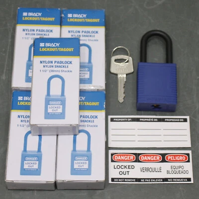 (6) Brady Lockout Padlock 123343, KA, Blue, Keyed Lock, 1/4" Shackle - Image 1 of 4