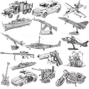 Silver DIY 3D Metal Puzzle Jigsaw Cut STEM Toys Model Kit Kids Teen Adults Boys - Picture 1 of 47