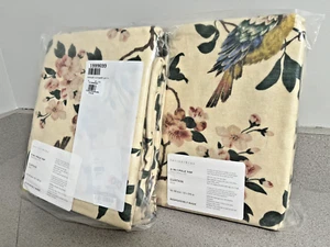 2 Panels Pottery Barn NOLA Bird Print 2 in 1 Pole Top Curtain Drapery 50 96" NEW - Picture 1 of 12