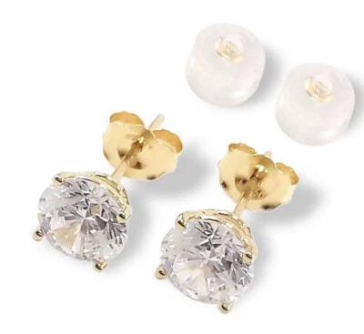18K GOLD Diamond Earrings Stud 2ct Lab Created Diamond Earrings Chistmas Gift - Image 1 of 4