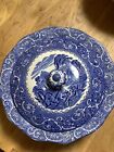 Englische Keramik Ironstone Schale mit Deckel blau  23,5cm