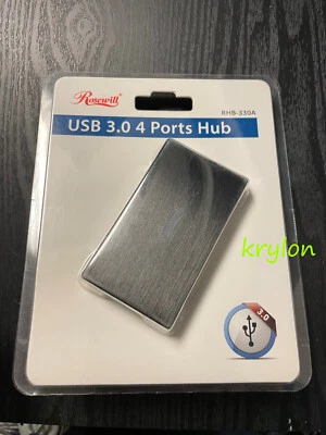 Rosewill 4 Port Slim USB 3.0 2.0 1.1 Mini Black Aluminum Metal LED Hub Retail - Image 1 of 4