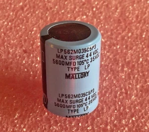 4pc 5600uF 35V Electrolytic Capacitor 105 degree Snap In MALLORY LP562M035C5P3 - Picture 1 of 11