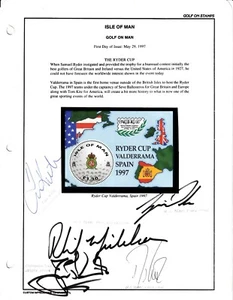 Tiger Woods Phil Mickelson Tom Kite Davis Love signed 1997 Ryder Cup sheet (JSA) - Picture 1 of 2