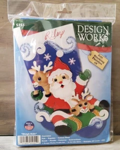Kit de Medias de Fieltro Design Works Paseo en Trineo 18"" Nuevas Joyas Costura Aguja - Imagen 1 de 2