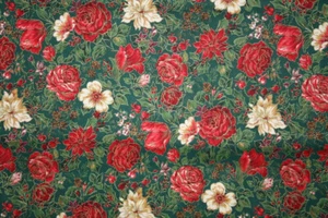 VERGOLDETER WEIHNACHTSBLUMEN VINTAGE VIP - 100% BAUMWOLLSTOFF - Bild 1 von 4