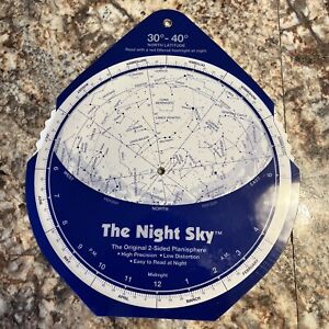 The Night Sky  2-Sided Planisphere Star Chart Map 30-40 Degrees  N Latitude