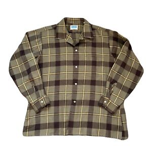 Vintage 50s Arrow Dectowool loop collar plaid flannel shirt
