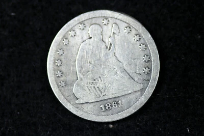 ESTATE FIND 1861 Seated Liberty Quarter  #D19618 - Image 1 of 2